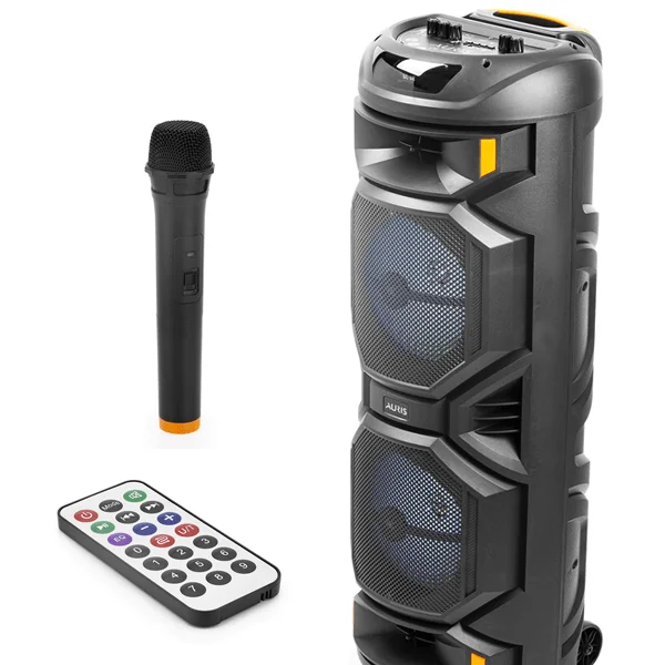 24W Parti 8x2 İnç Taşınabilir Rgb Renkli Kumandalı Mikrofonlu Büyük Boy Karaoke Bluetooth Hoparlör