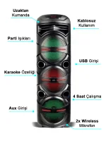 Parti Hoparlörü 8x2 Taşınabilir Rgb Renkli Kumanda Mikrofonlu Büyük Boy Karaoke Bluetooth Hoparlör - Görsel 3