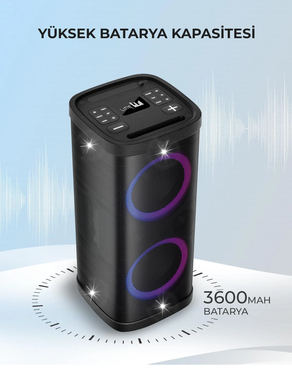 40W 2x6.5İnç Woofer 2x2.5İnç Tweeter Rgb Renkli Mikrofonlu Dev Büyük Boy Karaoke Bluetooth Hoparlör - Görsel 4