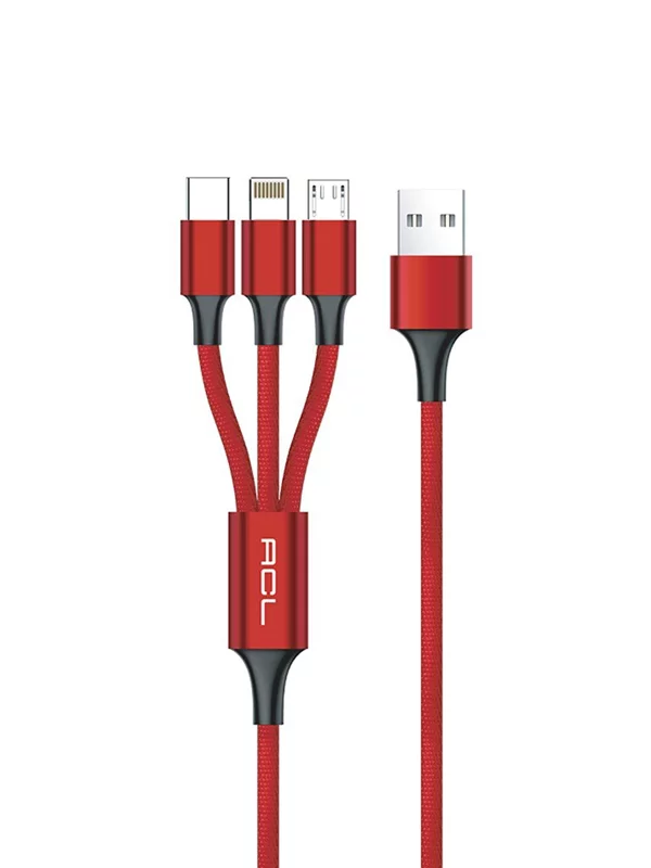 3in1 2A Lightning, Micro, Type-C 1.2M Metal Başlık USB Şarj ve Data Transfer Kablosu - Görsel 2