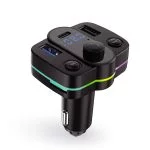 Bluetooth RGB Fm Transmitter 2X USB Type-CUyumlu Şarj Dijital Gösterge Kablosuz BağlantıAraç Şarjı
