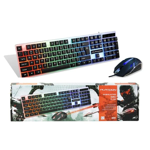 RGB Işıklı Kablolu Klavye Mouse Set Oyuncu Klavye Mouse Yüksek Performans