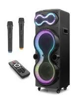 120W RGB Işık Profesyonel Büyük Boy 10 Inç x2 Hoparlör Karaoke 2x Mikrofon Parti Bluetooh Hoparlör