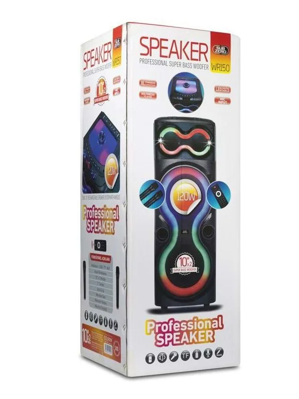 120W RGB Işık Profesyonel Büyük Boy 10 Inç x2 Hoparlör Karaoke 2x Mikrofon Parti Bluetooh Hoparlör - Görsel 4
