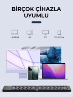 Ultra ince Katlanabilir Android/iOS/Windows Uyumlu Kablosuz Bluetoothlu Klavye - Görsel 11