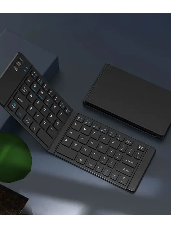 Ultra ince Katlanabilir Android/iOS/Windows Uyumlu Kablosuz Bluetoothlu Klavye - Görsel 5