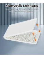 Ultra ince Katlanabilir Android/iOS/Windows Uyumlu Kablosuz Bluetoothlu Klavye - Görsel 12