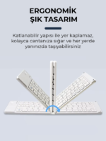 Ultra ince Katlanabilir Android/iOS/Windows Uyumlu Kablosuz Bluetoothlu Klavye - Görsel 14