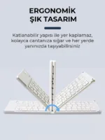Ultra ince Katlanabilir Android/iOS/Windows Uyumlu Kablosuz Bluetoothlu Klavye - Görsel 14