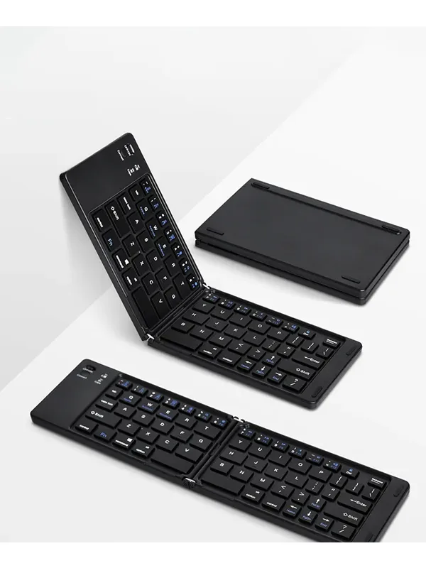 Ultra ince Katlanabilir Android/iOS/Windows Uyumlu Kablosuz Bluetoothlu Klavye - Görsel 2