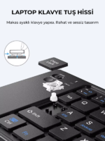 Ultra ince Katlanabilir Android/iOS/Windows Uyumlu Kablosuz Bluetoothlu Klavye - Görsel 4
