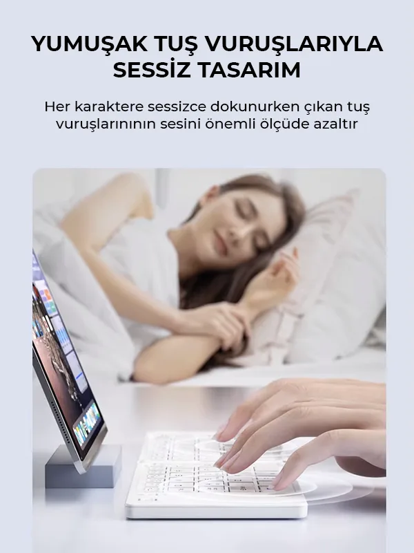 Ultra ince Katlanabilir Android/iOS/Windows Uyumlu Kablosuz Bluetoothlu Klavye - Görsel 15