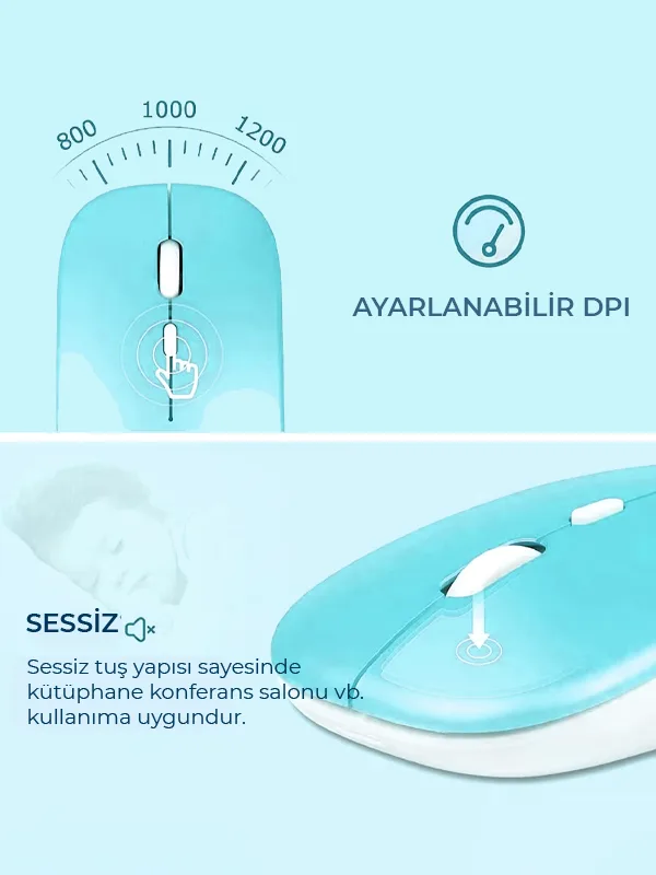 10 İnç Mini Taşınabilir Bluetooth Klavye Mouse Set Android/iOS/Windows Uyumlu Kablosuz Klavye Mouse - Görsel 30