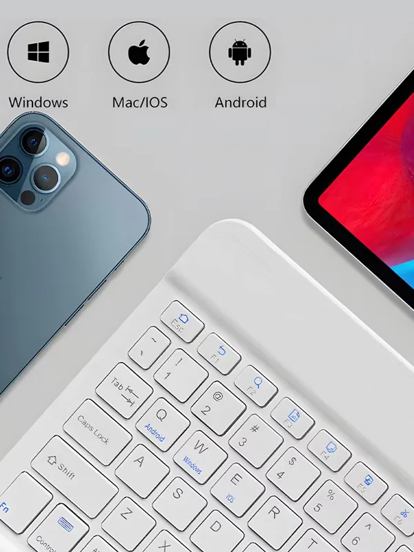 10 İnç Mini Taşınabilir Bluetooth Klavye Mouse Set Android/iOS/Windows Uyumlu Kablosuz Klavye Mouse - Görsel 3