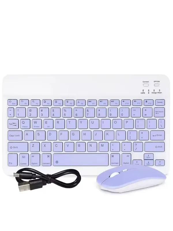 10 İnç Mini Taşınabilir Bluetooth Klavye Mouse Set Android/iOS/Windows Uyumlu Kablosuz Klavye Mouse - Görsel 6
