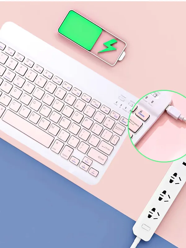 10 İnç Mini Taşınabilir Bluetooth Klavye Mouse Set Android/iOS/Windows Uyumlu Kablosuz Klavye Mouse - Görsel 15