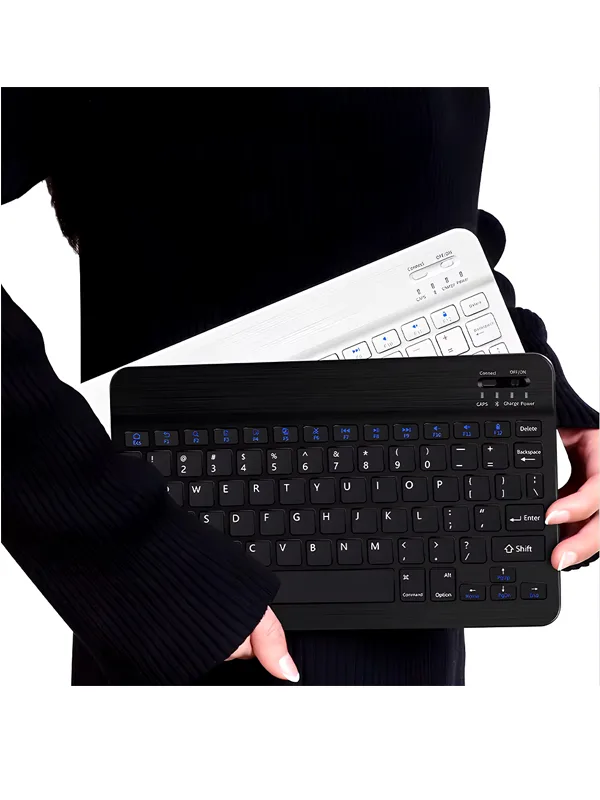 10 İnç Mini Taşınabilir Bluetooth Klavye Mouse Set Android/iOS/Windows Uyumlu Kablosuz Klavye Mouse - Görsel 19