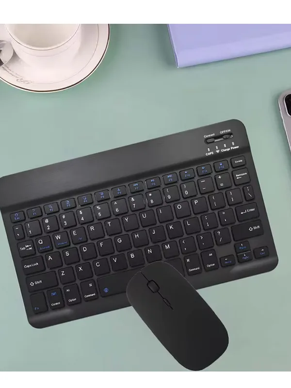 10 İnç Mini Taşınabilir Bluetooth Klavye Mouse Set Android/iOS/Windows Uyumlu Kablosuz Klavye Mouse - Görsel 18