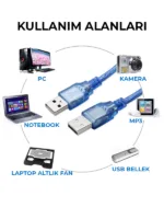 Usb to Usb Kablo Laptop Soğutucu Kablosu 300cm 1.5 Metre - Görsel 5