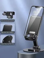 360 Derece Aleminyum Dönen Taşınabilir Masaüstü Telefon Tutucu Standı Ayarlanabilir - Görsel 2