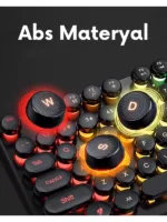 RGB Işıklı Daktilo Tasarımlı Oyuncu Klavye Mouse Set Rainbow Mekanik Hisli - Görsel 3