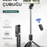 Bluetooth Kumandalı Selfie Çubuğu  iOS ve Android Uyumlu Telefon Tutucu