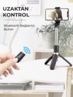 Bluetooth Kumandalı Selfie Çubuğu  iOS ve Android Uyumlu Telefon Tutucu - Görsel 2