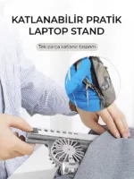 RGB Işıklı Çift Fanlı Hız Ayarlı Aleminyum Laptop Standı Ayarlanabilir Yükseklik 7 Kademeli - Görsel 3