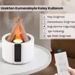 Kamp Ateşi Tasarımlı Işıklı Kumandalı Buhardanlık Hava Nemlendirici Cihazı Alev Efektli