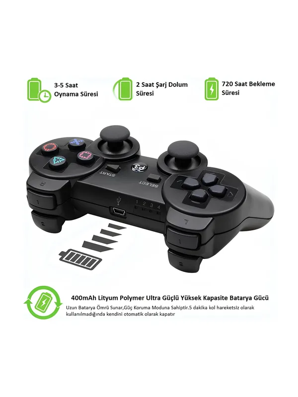 Kablosuz PS3 Oyun Kolu Kablosuz Gamepad Joystick Doubleshock 3 - Görsel 4