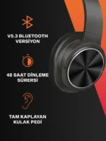 v5.3 Bluetooth Headset ANC Gürültü Engelleyici Kulak Üstü Bluetooth Kulaklık 48 Saat Müzik Dinleme - Görsel 2