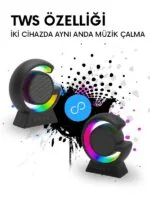 Mini Boy v5.3 TWS Özellikli 5W RGB G Siyah Bluetooth Hoparlör