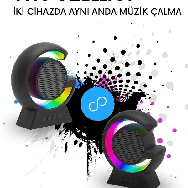 Mini Boy v5.3 TWS Özellikli 5W RGB G Siyah Bluetooth Hoparlör