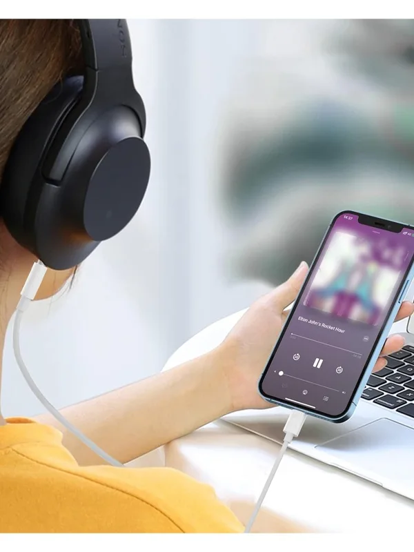 Ses Kontrol Butonlu Type-C to Aux Kablolu 3.5mm Jack Adaptör Çevirici Tak & Çalıştır 1 Metre Kablo - Görsel 4