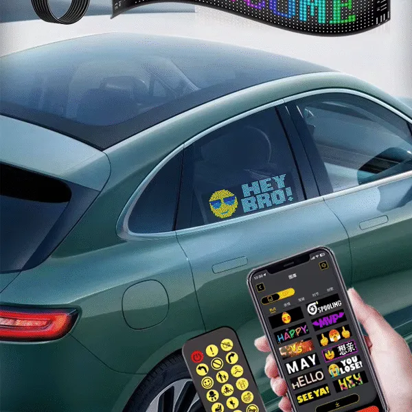 Mobil Kontrollü Araç İçi Mağaza İçi Yazı Yazılabilir Emoji Efekt Destekli Led Matrix Panel Kayar Led