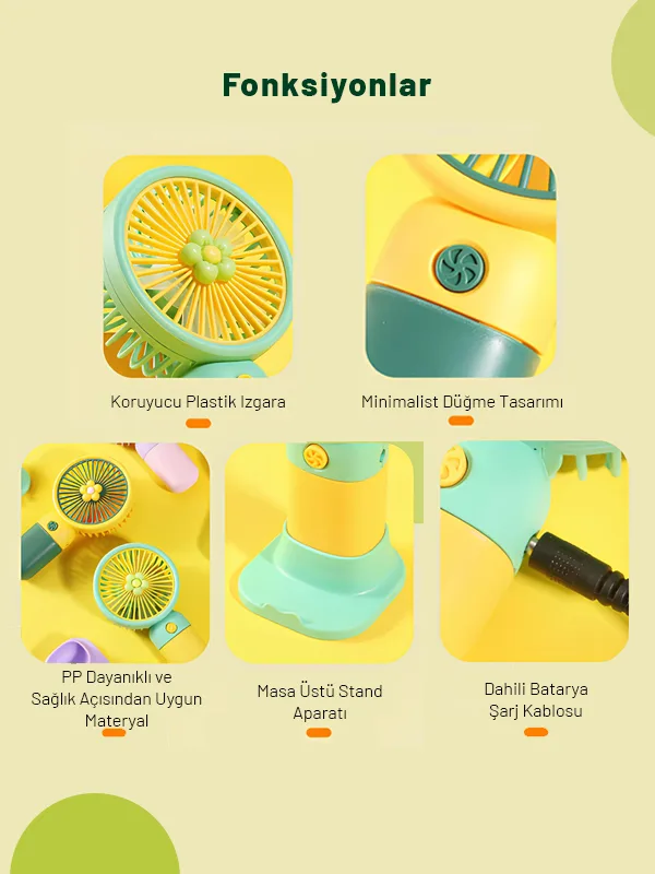 Mini Taşınabilir Masaüstü El Fan Dahili Batarya Kablosuz Kullanım Ultra Kompakt - Görsel 8