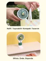 Mini Taşınabilir Masaüstü El Fan Dahili Batarya Kablosuz Kullanım Ultra Kompakt - Görsel 5