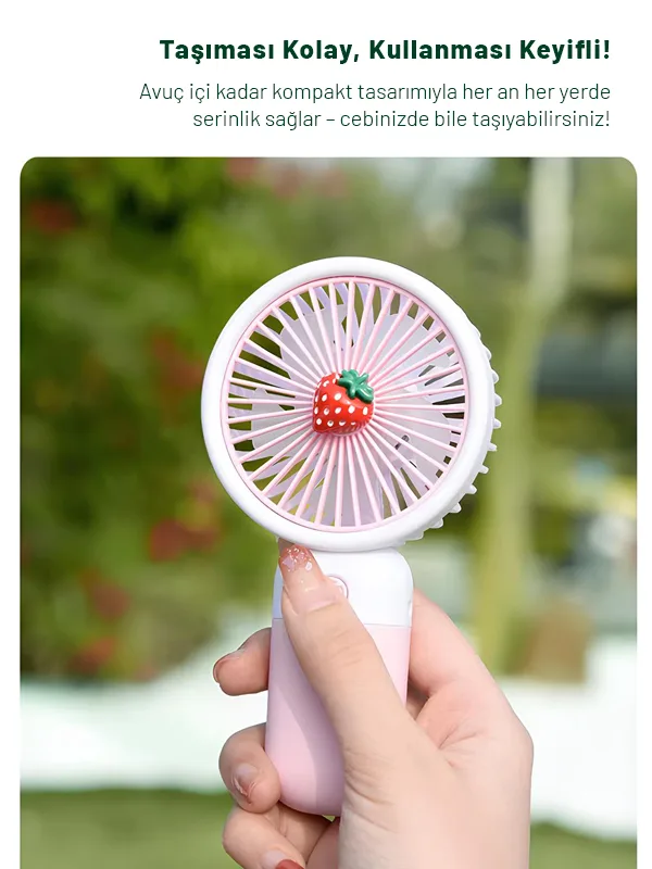 Mini Taşınabilir Masaüstü El Fan Dahili Batarya Kablosuz Kullanım Ultra Kompakt - Görsel 16