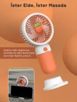 Mini Taşınabilir Masaüstü El Fan Dahili Batarya Kablosuz Kullanım Ultra Kompakt - Görsel 13