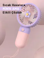 Mini Taşınabilir Masaüstü El Fan Dahili Batarya Kablosuz Kullanım Ultra Kompakt - Görsel 12