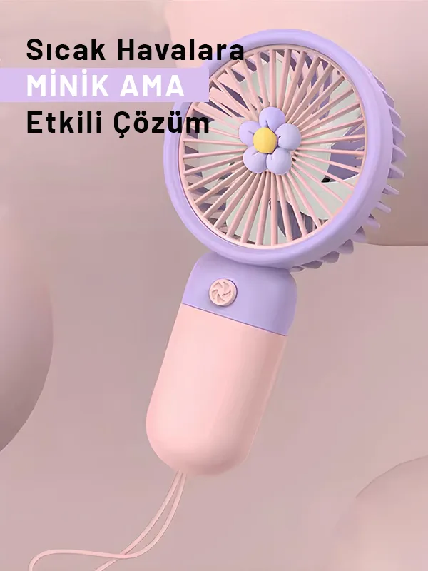 Mini Taşınabilir Masaüstü El Fan Dahili Batarya Kablosuz Kullanım Ultra Kompakt - Görsel 12