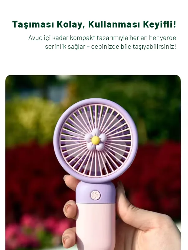 Mini Taşınabilir Masaüstü El Fan Dahili Batarya Kablosuz Kullanım Ultra Kompakt - Görsel 11