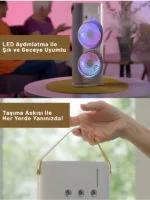 Su Hazneli Buzlu Masaüstü Vantilatör Çift Fan 3 Fan Modu 90° Salınım LED Işık Uzaktan Kumanda - Görsel 11