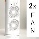 Su Hazneli Buzlu Masaüstü Vantilatör Çift Fan 3 Fan Modu 90° Salınım LED Işık Uzaktan Kumanda