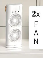 Su Hazneli Buzlu Masaüstü Vantilatör Çift Fan 3 Fan Modu 90° Salınım LED Işık Uzaktan Kumanda