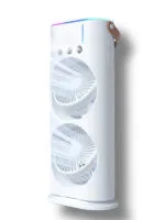 Su Hazneli Buzlu Masaüstü Vantilatör Çift Fan 3 Fan Modu 90° Salınım LED Işık Uzaktan Kumanda - Görsel 7