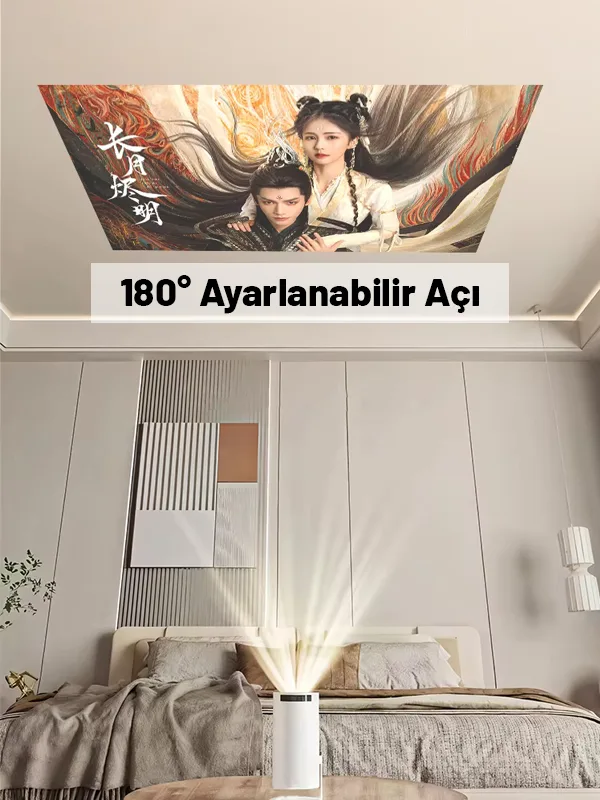 Led Sinema Ev Akıllı Android Taşınabilir Mini Masaüstü Projeksiyon Projektör 180° Ayarlanabilir Açı - Görsel 2