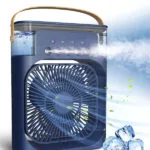 Soğuk Su Buzlu Masaüstü Mist Fan 5 Uçlu Su Sprey 3 Modlu Fan 3 Saat Zamanlayıcı Salınımlı LED Işık