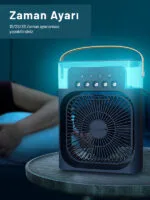 Soğuk Su Buzlu Masaüstü Mist Fan 5 Uçlu Su Sprey 3 Modlu Fan 3 Saat Zamanlayıcı Salınımlı LED Işık - Görsel 2