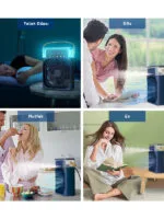 Soğuk Su Buzlu Masaüstü Mist Fan 5 Uçlu Su Sprey 3 Modlu Fan 3 Saat Zamanlayıcı Salınımlı LED Işık - Görsel 9